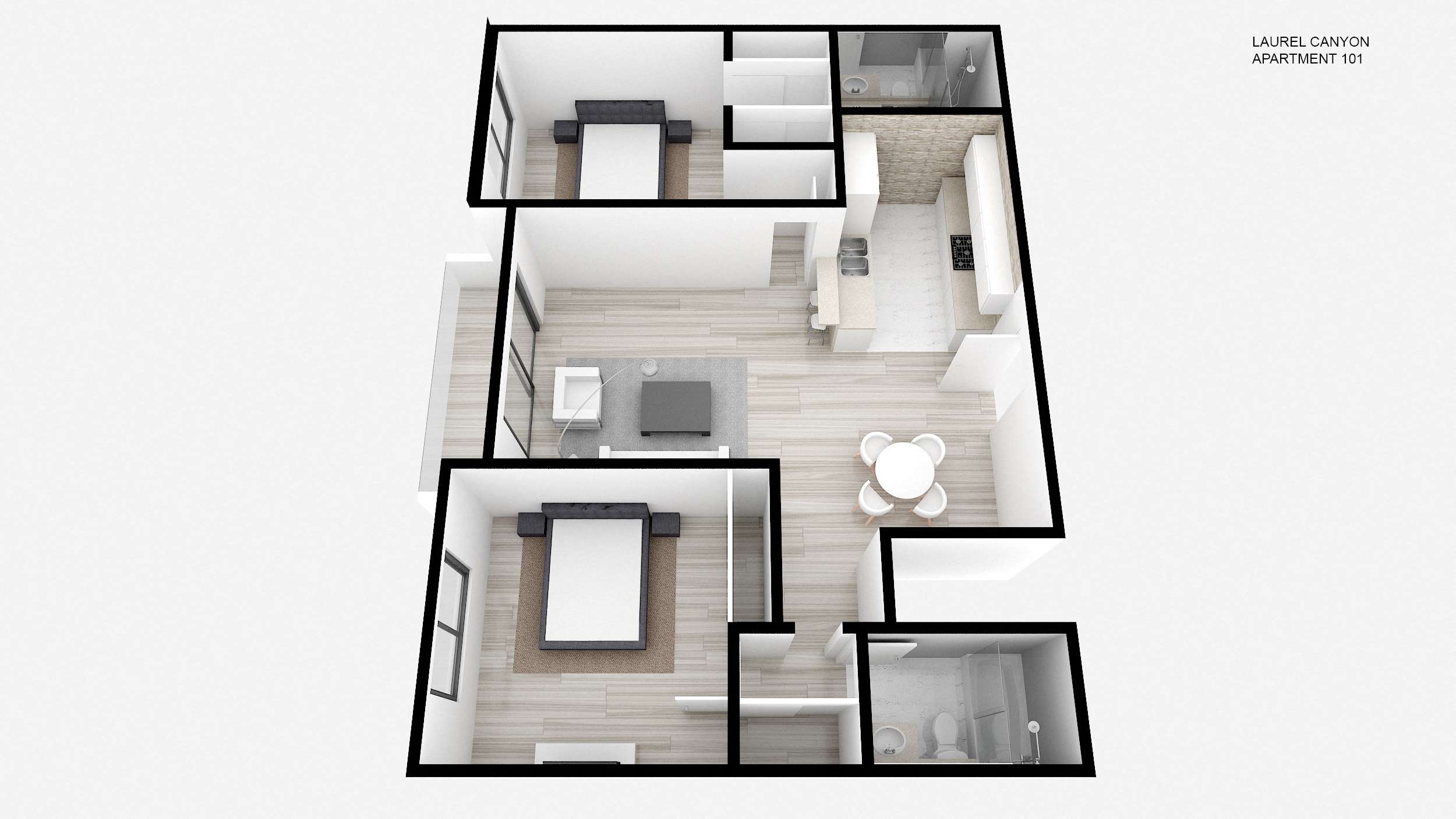 Floor plan for 2 beds, 2 baths, 902 sqft